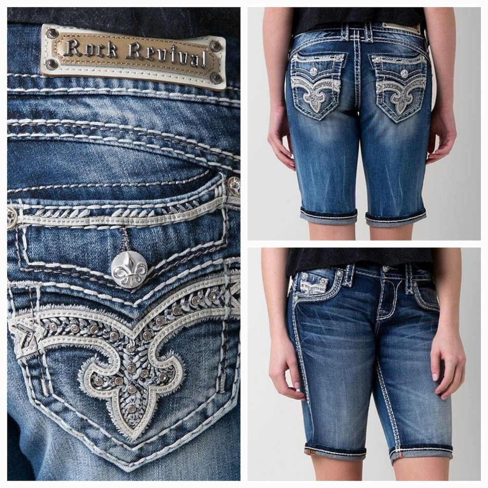 ❤️NeW!❤️ ROCK REVIVAL YEON MEDIUM-WASH BERMUDA SHORTS 28